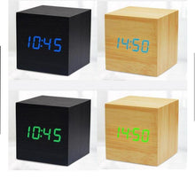 Load image into Gallery viewer, Mini Cube LED Wooden Alarm Clock