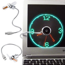 Load image into Gallery viewer, Flexible USB Fan with LED clock