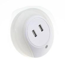 Load image into Gallery viewer, Intelligent sensor LED night light with 2 phone chargers