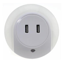 Load image into Gallery viewer, Intelligent sensor LED night light with 2 phone chargers