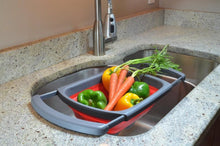 Load image into Gallery viewer, Kitchen Collapsible Silicone Colander Strainer Expands to 24 Over the Sink Basket Cooking Water Drainage