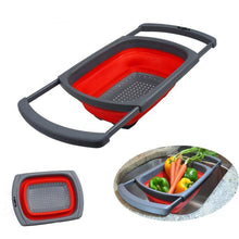 Load image into Gallery viewer, Kitchen Collapsible Silicone Colander Strainer Expands to 24 Over the Sink Basket Cooking Water Drainage