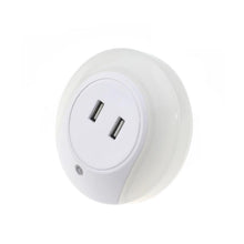 Load image into Gallery viewer, Intelligent sensor LED night light with 2 phone chargers